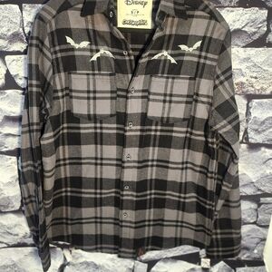 Disney Men's Gray Plaid Shirt Cakeworthy